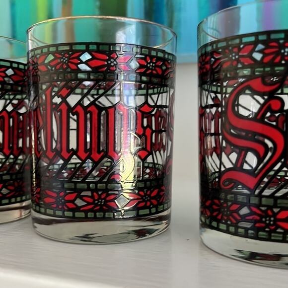 Set of 6 MCM Vintage Season's Greetings  Lowball Glasses by Houze - Picture 8 of 13